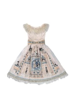 Egyptian Style Gorgeous Elegant Retro Black Cat Print Lace Round Neck Classic Lolita Sleeveless Dress Small Girdle Set -NAUS Lolita Shop 4 500x672 393