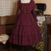 Bowknot High Waist Pure Color Classic Lolita Half Sleeve Dress
