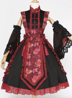 Magic Tea Party Swimming Fish Play Dream Series OP Chinese Style Classic Lolita Stand Collar Dress -NAUS Lolita Shop 4 500x672 428