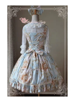 Magic Tea Party Veronica Series Light Blue Elegance Printing Classic Lolita Sling Dress -NAUS Lolita Shop 4 500x672 449