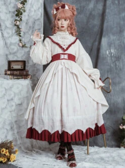 North Mirror Flower Series OP Classic Lolita Nordic Court Style Autumn Winter Long Sleeve Dress -NAUS Lolita Shop 4 500x672 460