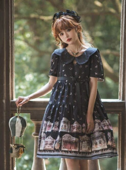 Box Theater Series OP Classical Embroidery A-line Hem Classic Lolita Short Sleeve Dress -NAUS Lolita Shop 4 500x672 467