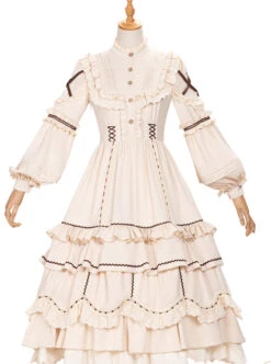 Shepherdess Series Elegant Pastoral Style Classic Lolita Detachable Hem Long Sleeve Dress -NAUS Lolita Shop 4 500x672 476