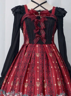 Alice's Christmas Series JSK Classic Lolita Wine Red Sling Dress -NAUS Lolita Shop 4 500x672 522
