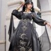Horus' Nightmare Series Gorgeous Golden Print Black Ancient Egypt Exotic Classic Lolita Sleeveless Dress Set