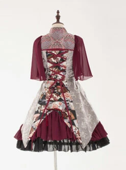 Red-crowned Crane Pattern Chinese Style Classic Lolita Half Sleeve Dress -NAUS Lolita Shop 4 500x672 545