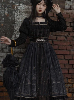 Starshine Stone Series OP Classic Lolita Velour Printing Long Sleeve Dress -NAUS Lolita Shop 4 500x672 547