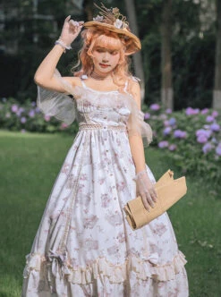 Everlasting Love Series JSK Elegant Printing Classic Lolita Sling Dress -NAUS Lolita Shop 4 500x672 553