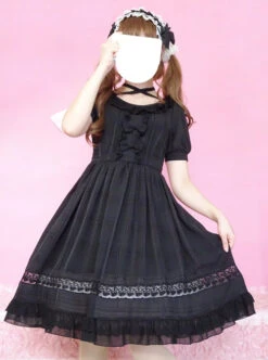 Pure Color Short Sleeves Classic Lolita Dress -NAUS Lolita Shop 4 500x672 559