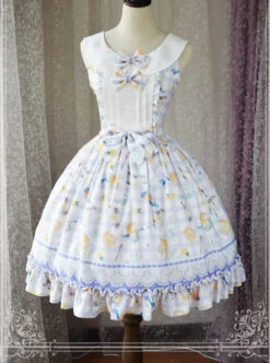 Magic Tea Party Kitty And Orange Sauce Series Classic Lolita Sleeveless Dress Version 1 -NAUS Lolita Shop 4 500x672 56