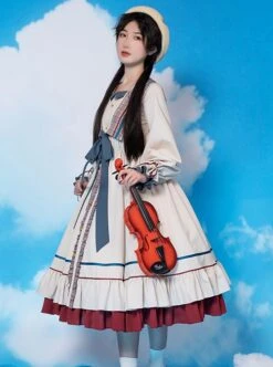 Plaid Collar Star Button Decoration Drawstring Cuffs Elegant Autumn Winter Classic Lolita Long-Sleeved Dress -NAUS Lolita Shop 4 500x672 564