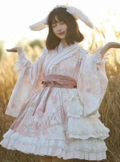 Japanese Ruffled Collar Large Sleeves Bowknot Classic Lolita Long-Sleeved Dress -NAUS Lolita Shop 4 500x672 593