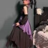 Halloween Black Purple Color Matching Special-Shaped Collar Irregular Oversized Hem Gothic Lolita Dress