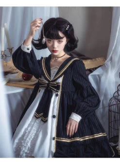 Mercury Daytime Series OP Dark Gothic Lolita Long Sleeve Dress -NAUS Lolita Shop 4 500x672 689