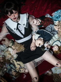 Night Lily Series Black Gothic Lolita Long Sleeve Dress -NAUS Lolita Shop 4 500x672 696