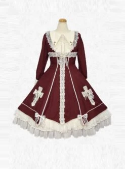 Maria Crucifix Series Long Sleeve Gothic Lolita Dress -NAUS Lolita Shop 4 500x672 719