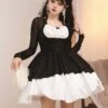 Swan Dirge Series Elegant Jacquard Lace-Up Halterneck Petal Hem Design Gothic Lolita Sleeveless Dress