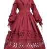 Lovely Long Sleeves Red Bow Cotton Lolita Dress