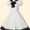Retro Navy Collar Bowknot School Lolita Short Sleeve Dress