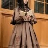 College Style Lapel Simple Elegant Embroidery Double-Breasted Suit Short Cloak School Lolita Long-Sleeved Dress Suit