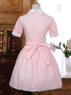 Lapel Bowknot School Lolita Short Sleeve Dress 14 Lapel Bowknot School Lolita Short Sleeve Dress -NAUS Lolita Shop 4 500x672 785