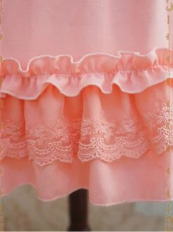 Tank Straps And Lace Trimmed Neckline Bowknot Pink Dress -NAUS Lolita Shop 4 500x672 792