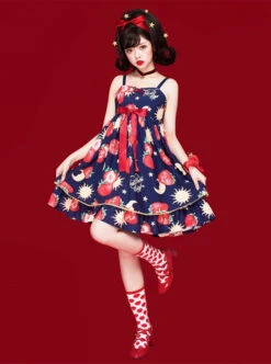 Strawberries Floating In The Universe Series High Waist Version Sweet Lolita Sleeveless Dress 10 Strawberries Floating In The Universe Series High Waist Version Sweet Lolita Sleeveless Dress -NAUS Lolita Shop 4 500x672 8