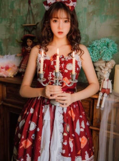 Magic Tea Party Sunny Day And Food Series Printing Classic Lolita JSK Sling Dress Version 2 -NAUS Lolita Shop 4 500x672 81