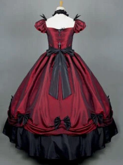 Victorian Retro Wine Red Bowknot Gothic Lolita Prom Long Dress -NAUS Lolita Shop 4 500x672 87