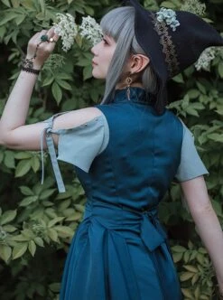 Punk Lolita Elegant Solid Color Irregular Hem Metal Buckle Decoration Outer Sleeveless Vest Dress -NAUS Lolita Shop 5 500x672 1002