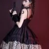 Little Leopard Series JSK Spring Black A-shaped Short Leopard Print Hot Chick Style Punk Lolita Sling Dress
