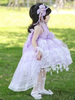 Summer Purple Three-Dimensional Flower Decoration Lace Bowknot Princess Dress Sweet LolitaKids Sleeveless Dress -NAUS Lolita Shop 5 500x672 1041