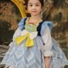 Yellow Bow-Knot Decoration Lace Hem Design Spring Autumn Classic Lolita Kids Long-Sleeved Dress