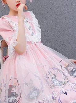 Cute Princess Doll Printing Children Sweet Lolita Half Sleeve Dress -NAUS Lolita Shop 5 500x672 1079