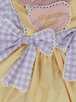 Polka Dot Petal Collar Purple Plaid Bowknot Puff Sleeves Love Lace Hem Design Sweet Lolita Kids Short-Sleeved Dress -NAUS Lolita Shop 5 500x672 1082