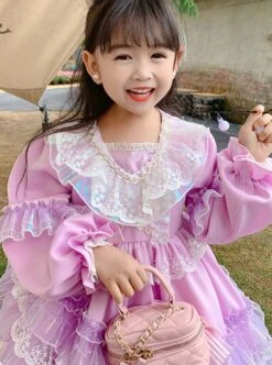Palace Style Lace Magic Color Asymmetrical Hem Design Sweet Lolita Kids Long-Sleeved Dress -NAUS Lolita Shop 5 500x672 1096