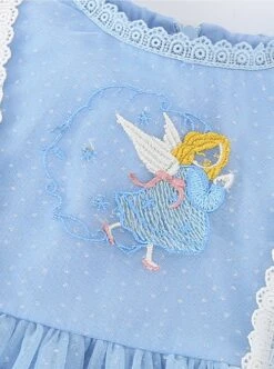 Round Neck Small Flower Fairy Embroidery Polka Dot Lace Ruffles Yarn Mesh Puff Sleeves Classic Lolita Kids Long Sleeve Dress -NAUS Lolita Shop 5 500x672 1098