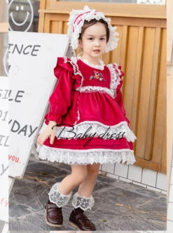 White Lace Red Velour Embroidery Kids Classic Lolita Long Sleeve Dress 14 White Lace Red Velour Embroidery Kids Classic Lolita Long Sleeve Dress -NAUS Lolita Shop 5 500x672 1101
