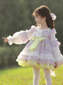 Cute Round Neck Lace Broken Flowers Princess Dress Sweet Lolita Spring Kids Long Sleeve Dress -NAUS Lolita Shop 5 500x672 1130