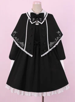 Late Autumn Chapel Retro Gothic Lolita Long Sleeves Dress And Shawl