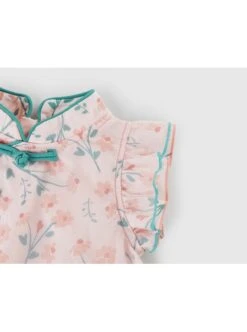 Improved Cheongsam Pink Floral Flower Print Decoration Chinese Style Buckle Design Classic Lolita Mesh Kid Dress -NAUS Lolita Shop 5 500x672 1185