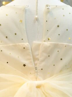 Summer Girl Apricot Princess Style Star Sequins Net Elegant Tutu Birthday Performance Classic Lolita Kid Puff Sleeve Dress -NAUS Lolita Shop 5 500x672 1193