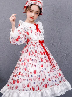 Strawberry Blueberry Printing Children Sweet Lolita Long Sleeve Dress -NAUS Lolita Shop 5 500x672 1211