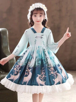 Elegant Chinese Style Classical Printing Children Classic Lolita Kids Half Sleeve Dress -NAUS Lolita Shop 5 500x672 1220