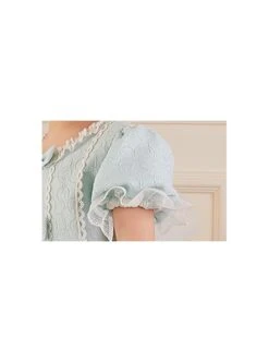 Solid Color Jacquard Round Neck Court Style Kids Puff Sleeve Bow Sweet Lolita Dress -NAUS Lolita Shop 5 500x672 1226