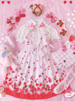 Chocolate Strawberry Sweet Lolita Sling Dress -NAUS Lolita Shop 5 500x672 1236