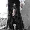White Lace Black Velour Medieval Gothic Long Style Fishtail Dress