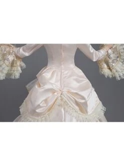 Champagne Classical Style Long Sleeve Multilayer Delicate Lace Collar And Hem Court Prom Lolita Dress