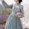 Gray Blue Chiffon Elegant JSK Classic Lolita High Waist Long Style Dress