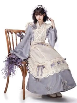 Pharmacy In The Clouds Series Chinese Style Han Elements Forest Vibes Gentle Sweet Light Purple Lolita Dress Apricot Overskirt Two Piece Set -NAUS Lolita Shop 5 500x672 160